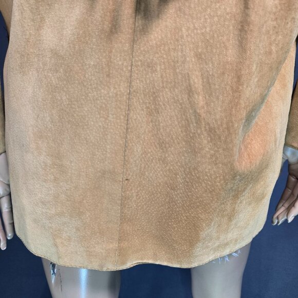 Vintage 90s Fringed Suede Jacket Size M Tan Brown Western Boho Hippie Festival - Picture 15 of 16